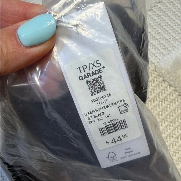 GARAGE - Long Sleeve Cowl Back Top in Black - Picture 6 of 6